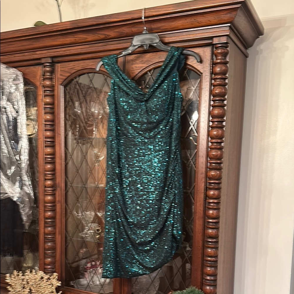 City Studio Teal Sequin Dress